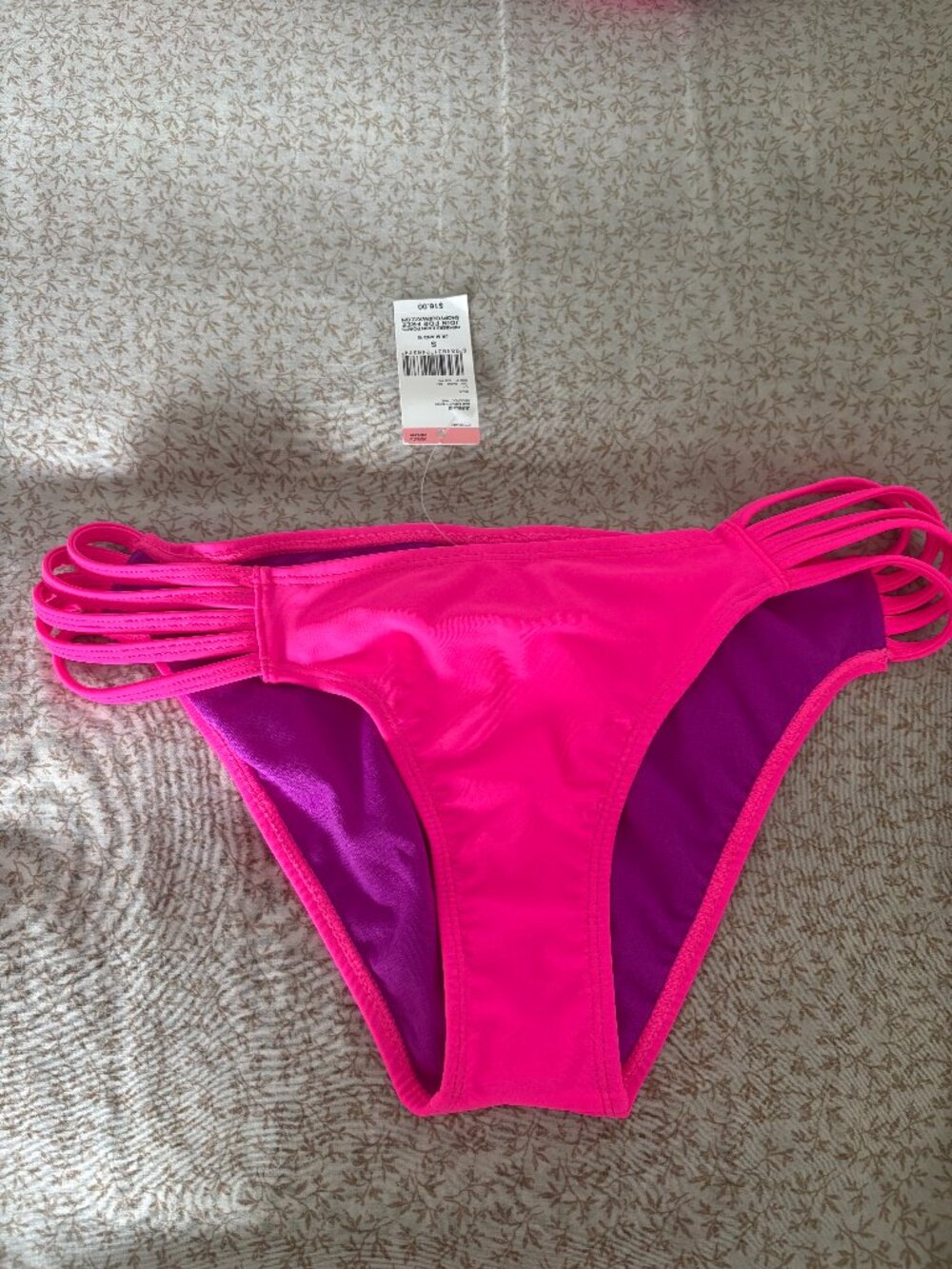 Bongo Hot Pink Bikini Bottom with Side Straps — Size Small Juniors — NWT